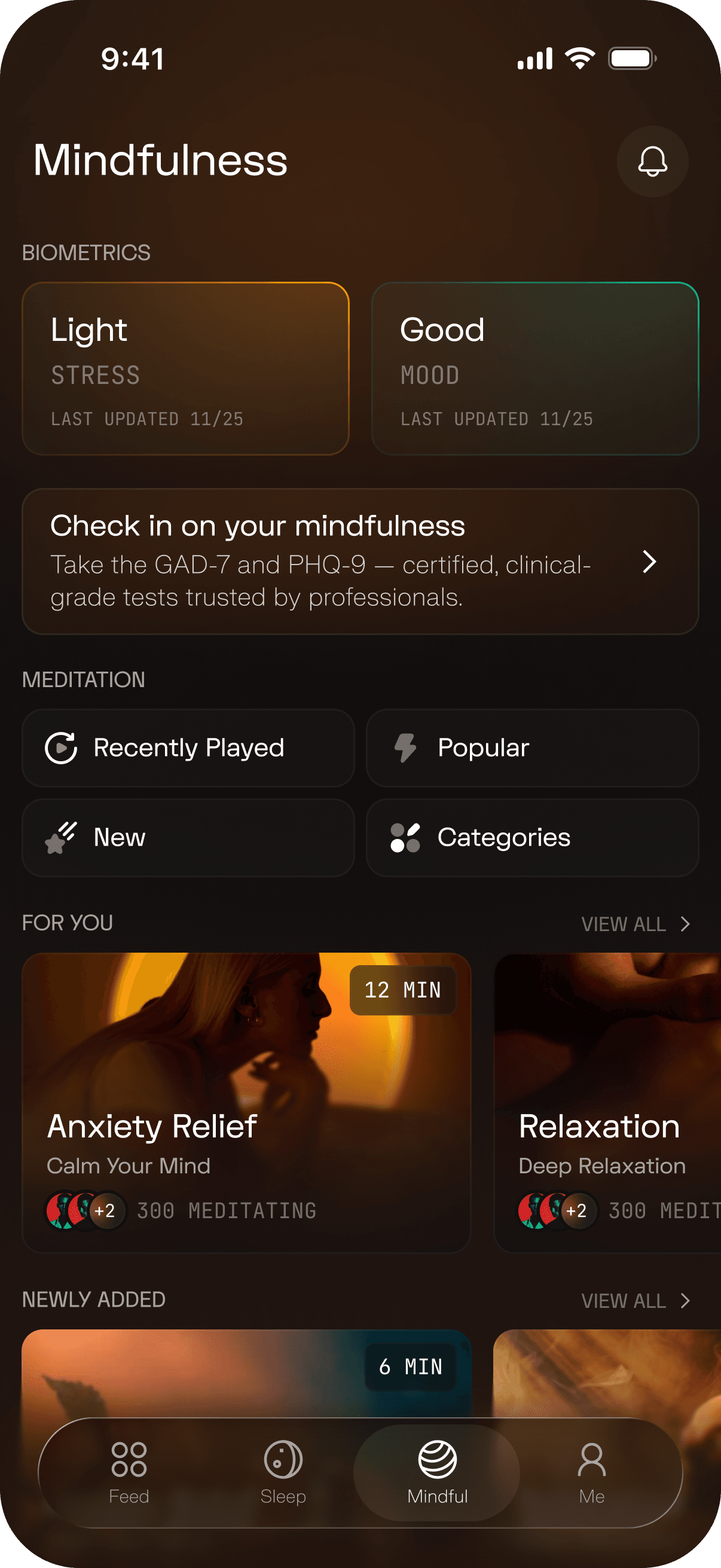 Mindfulness screen